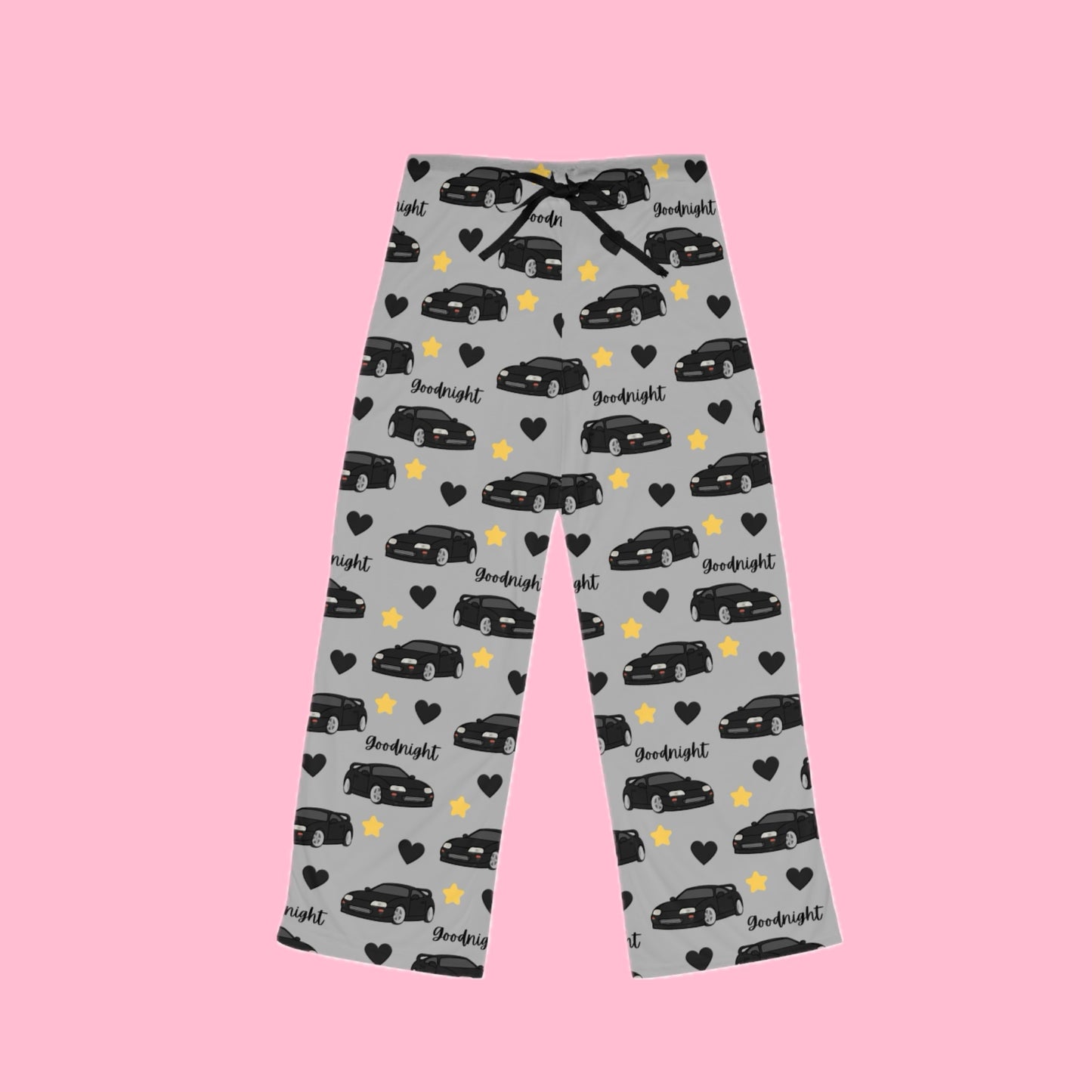 Mk4 Goodnight Black Toyota Supra Pj Stars Hearts Car Printed Grey Pants BabeDriven Women's Pajama Pants