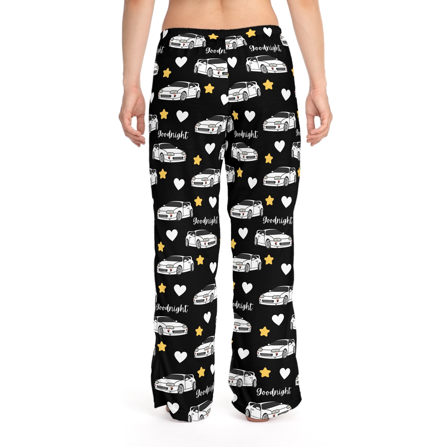 Mk4 Goodnight White Toyota Supra Pj Stars Hearts Car Printed Pants BabeDriven Women's Pajama Pants