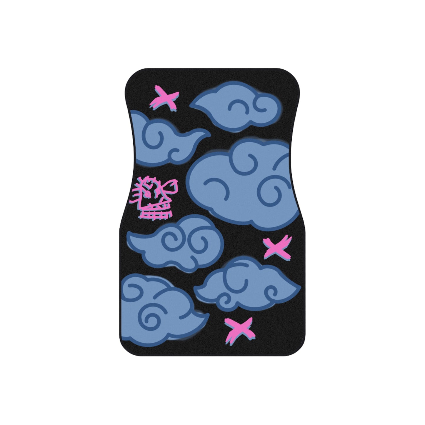 Anime Clouds Car Floor Mats Set of 4 Blue And Pink Graffiti Vehicle Carpet BabeDriven
