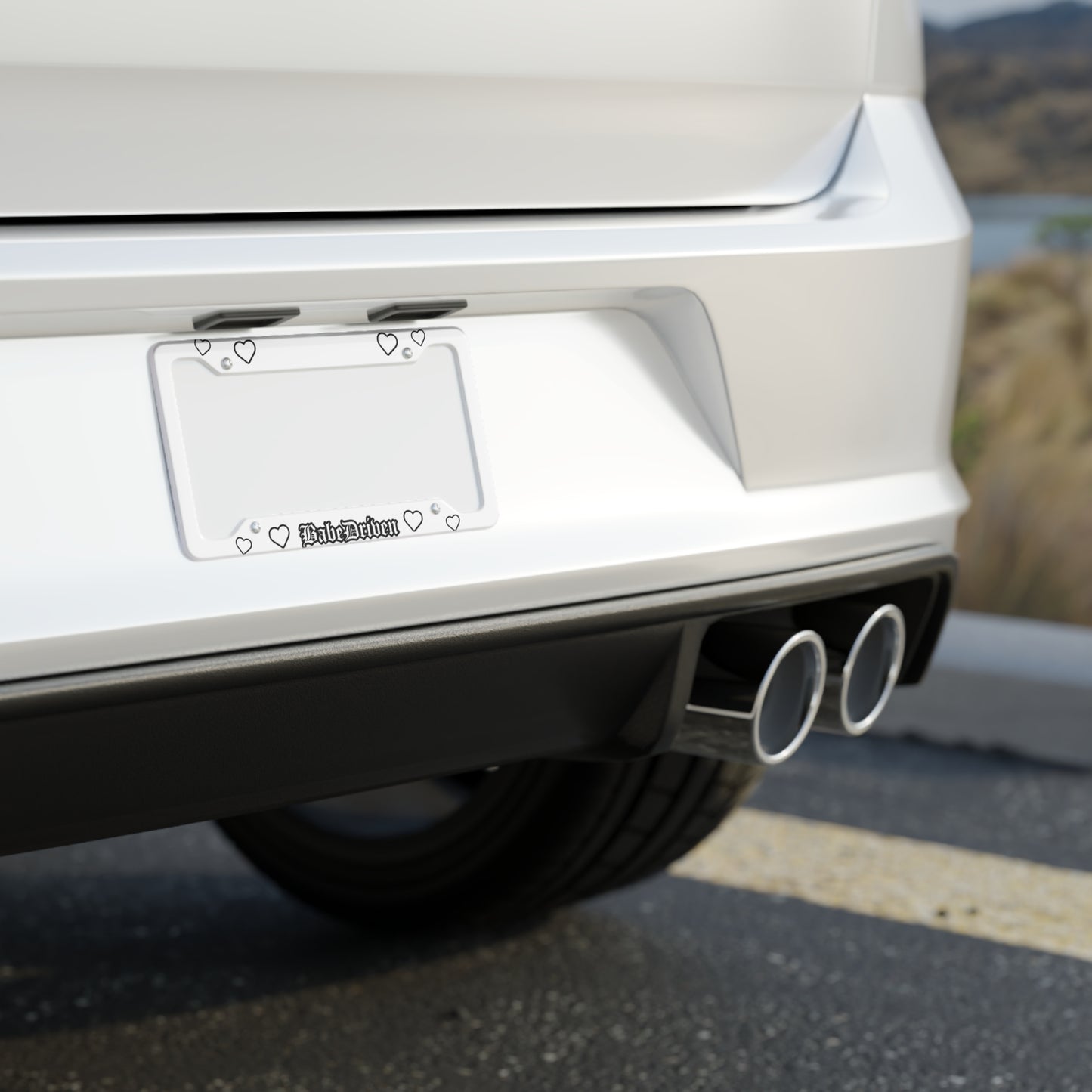 BabeDriven License Plate Frame Cover White and Black