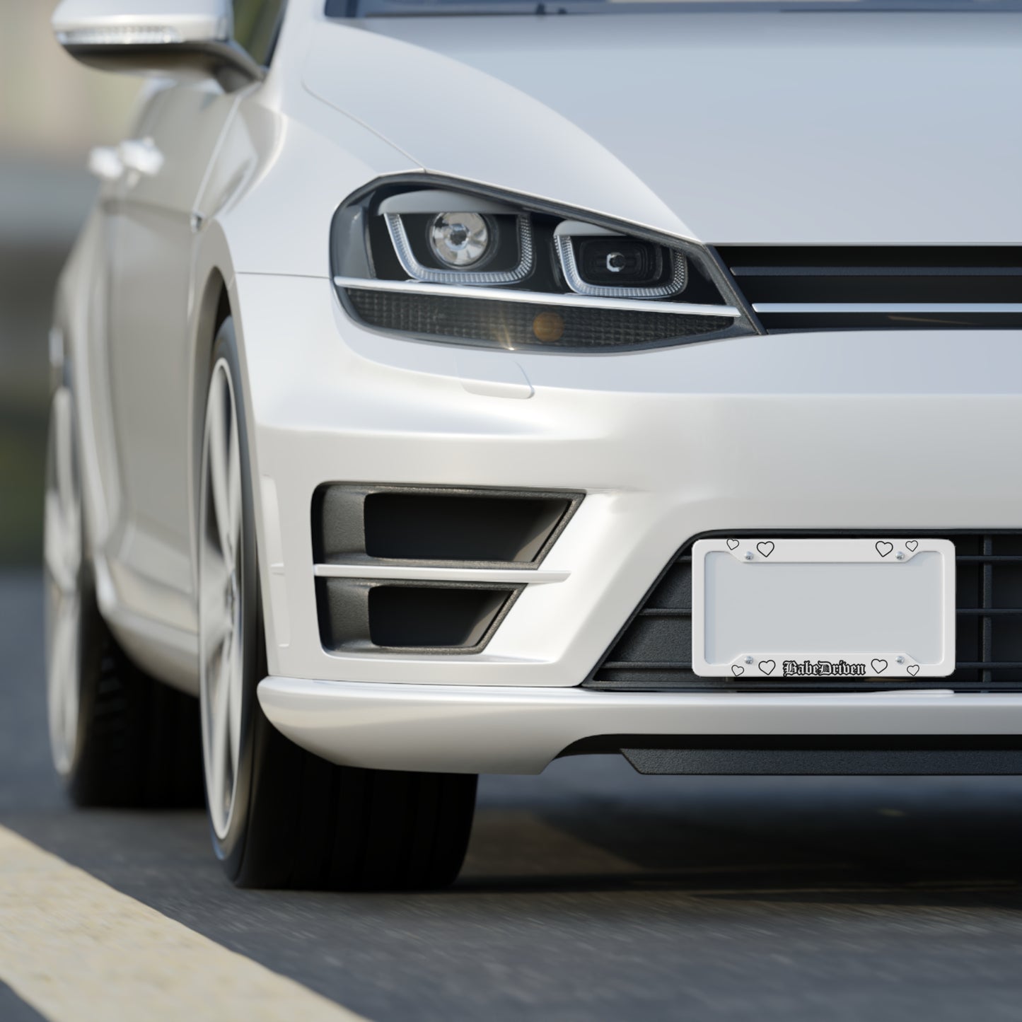 BabeDriven License Plate Frame Cover White and Black