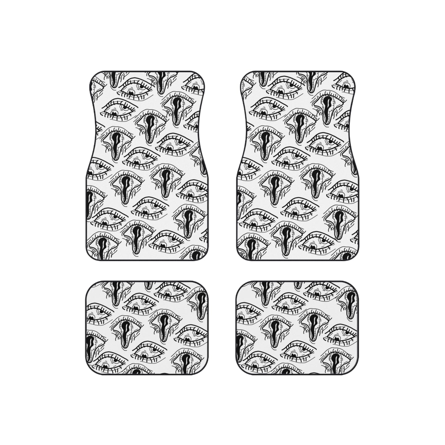 Droopy Eyes Car Mats Set of 4 BabeDriven Trippy White Floor Mats Vehicle Accessories