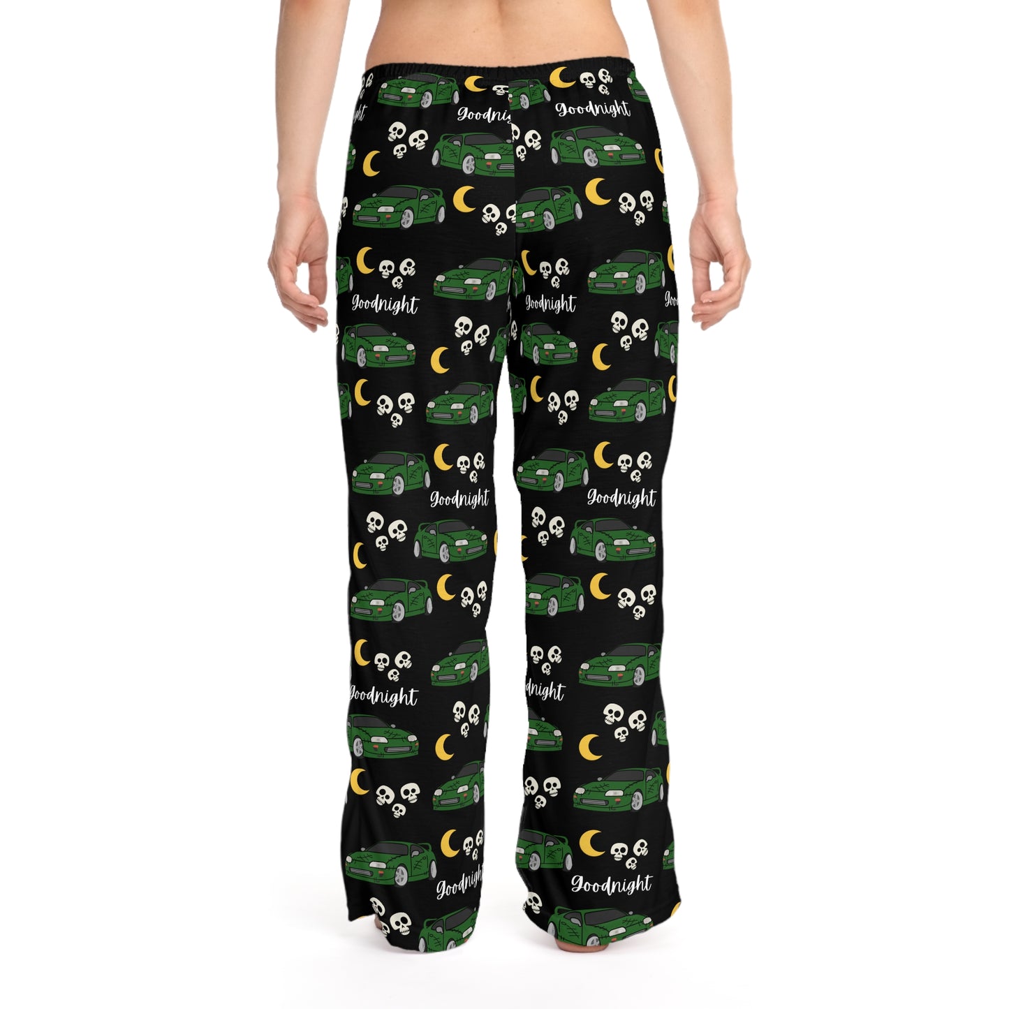 Goodnight Green Toyota Supra Mk4 Pj Skull Moon Printed Pants BabeDriven Women's Pajama Pants