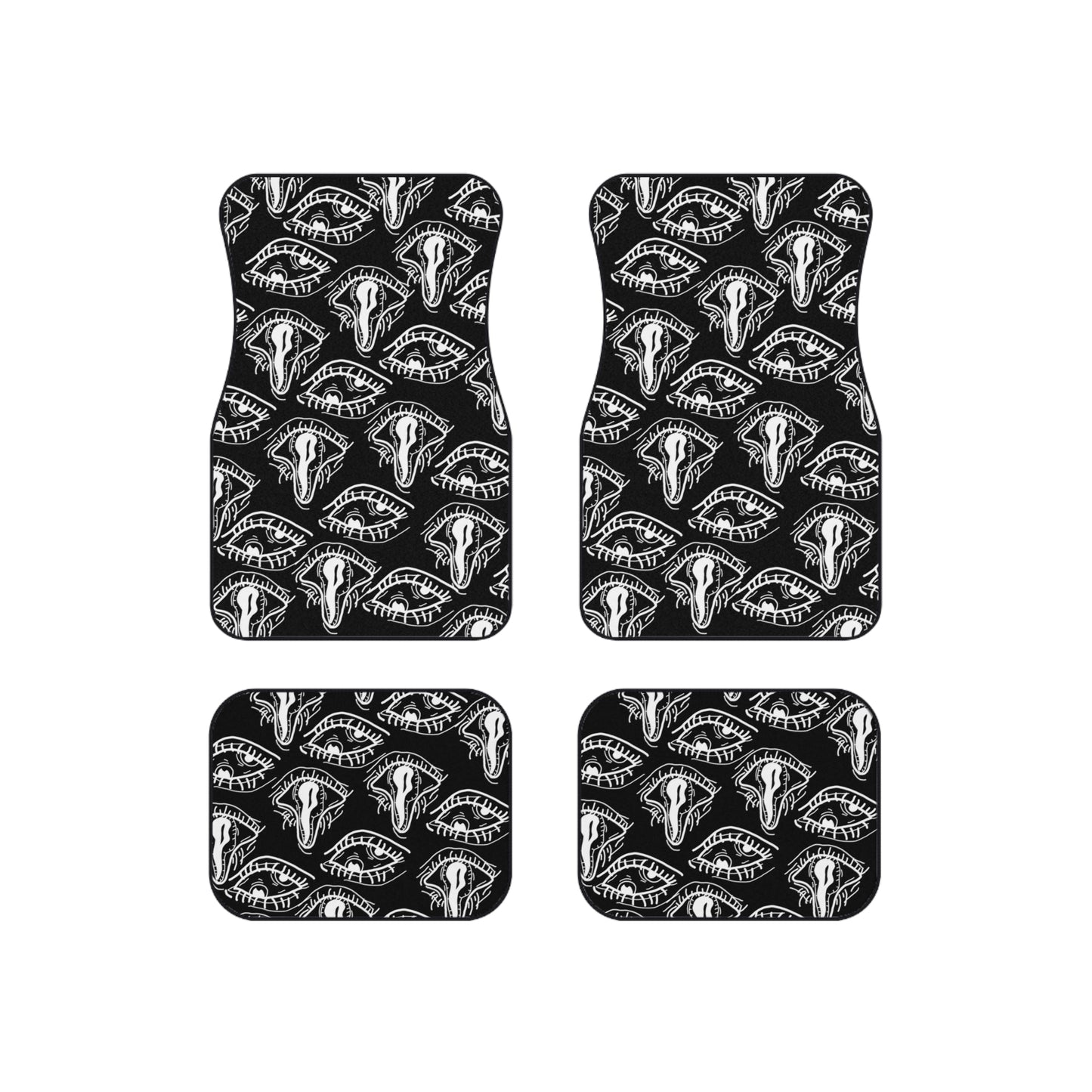 Droopy Eyes Car Floor Mats Set of 4 BabeDriven Black And White Trippy Eyes Vehicle Carpet Accessories