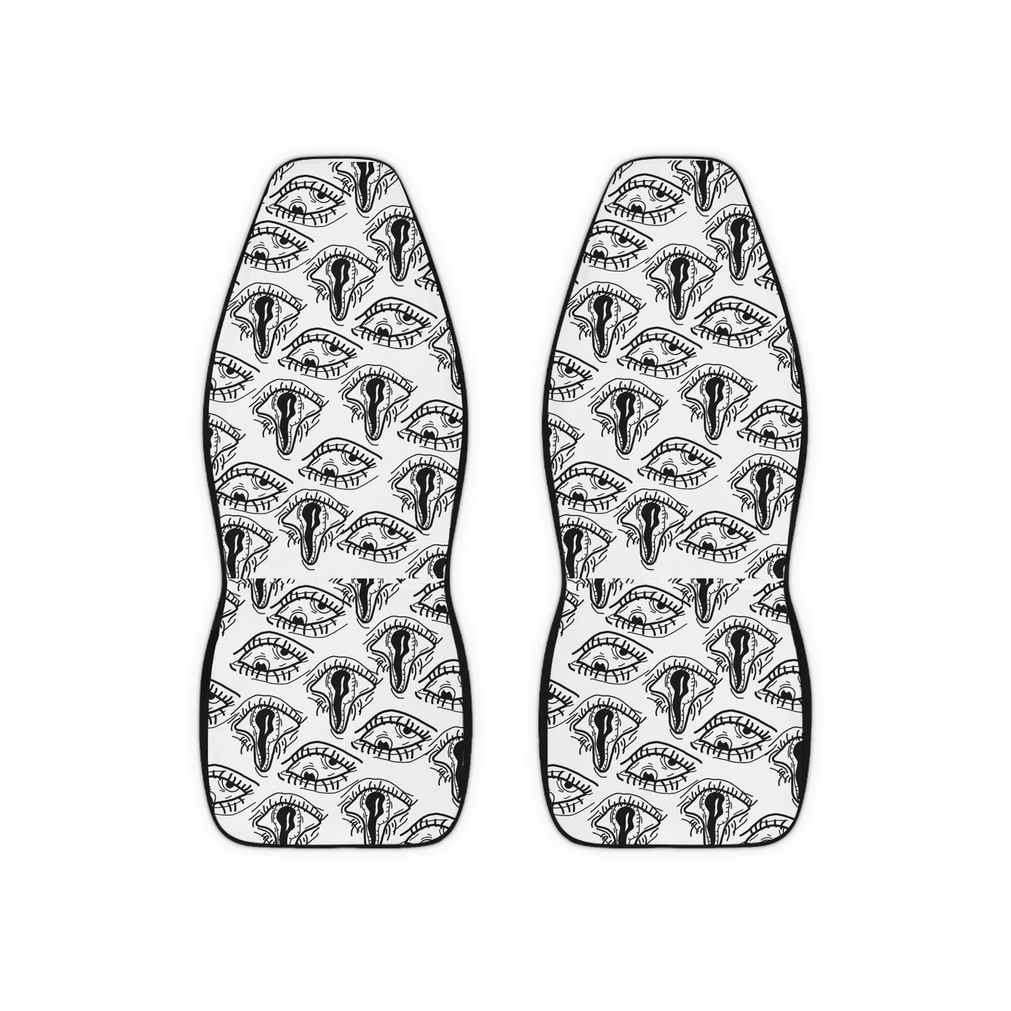 Droopy Eyes Car Seat Covers BabeDriven Trippy White Polyester Vehicle Interior Accessories