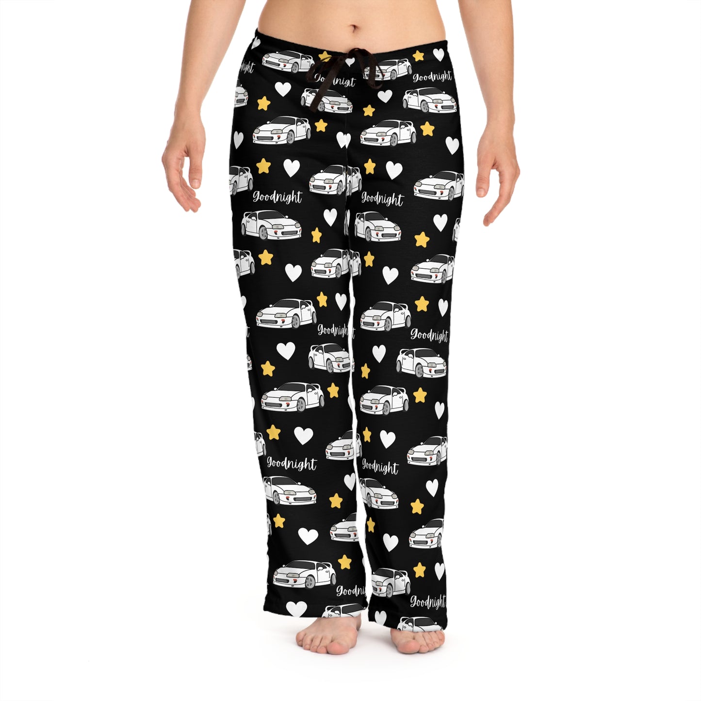 Mk4 Goodnight White Toyota Supra Pj Stars Hearts Car Printed Pants BabeDriven Women's Pajama Pants