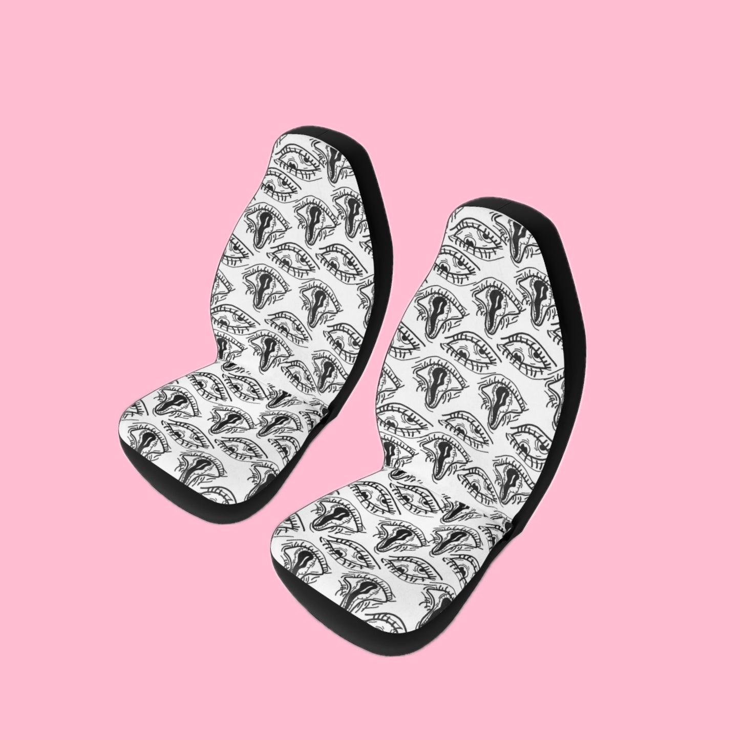 Droopy Eyes Car Seat Covers BabeDriven Trippy White Polyester Vehicle Interior Accessories