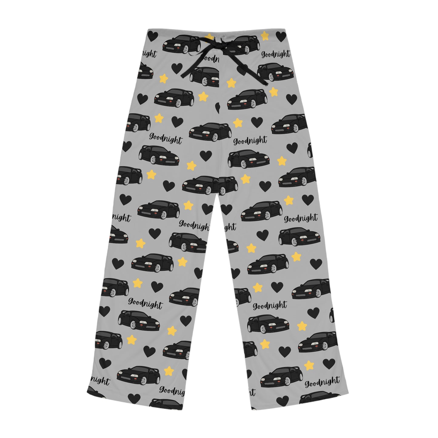Mk4 Goodnight Black Toyota Supra Pj Stars Hearts Car Printed Grey Pants BabeDriven Women's Pajama Pants
