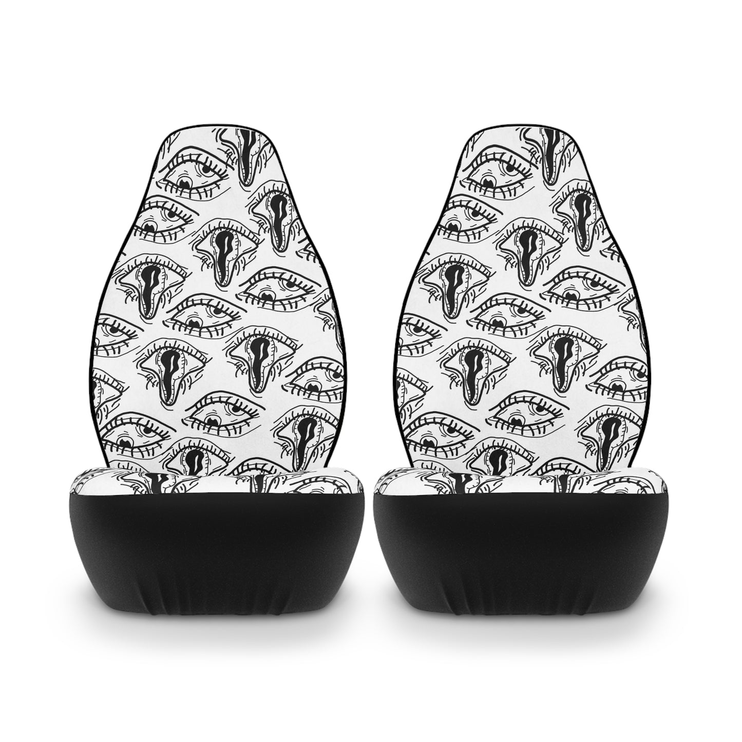 Droopy Eyes Car Seat Covers BabeDriven Trippy White Polyester Vehicle Interior Accessories