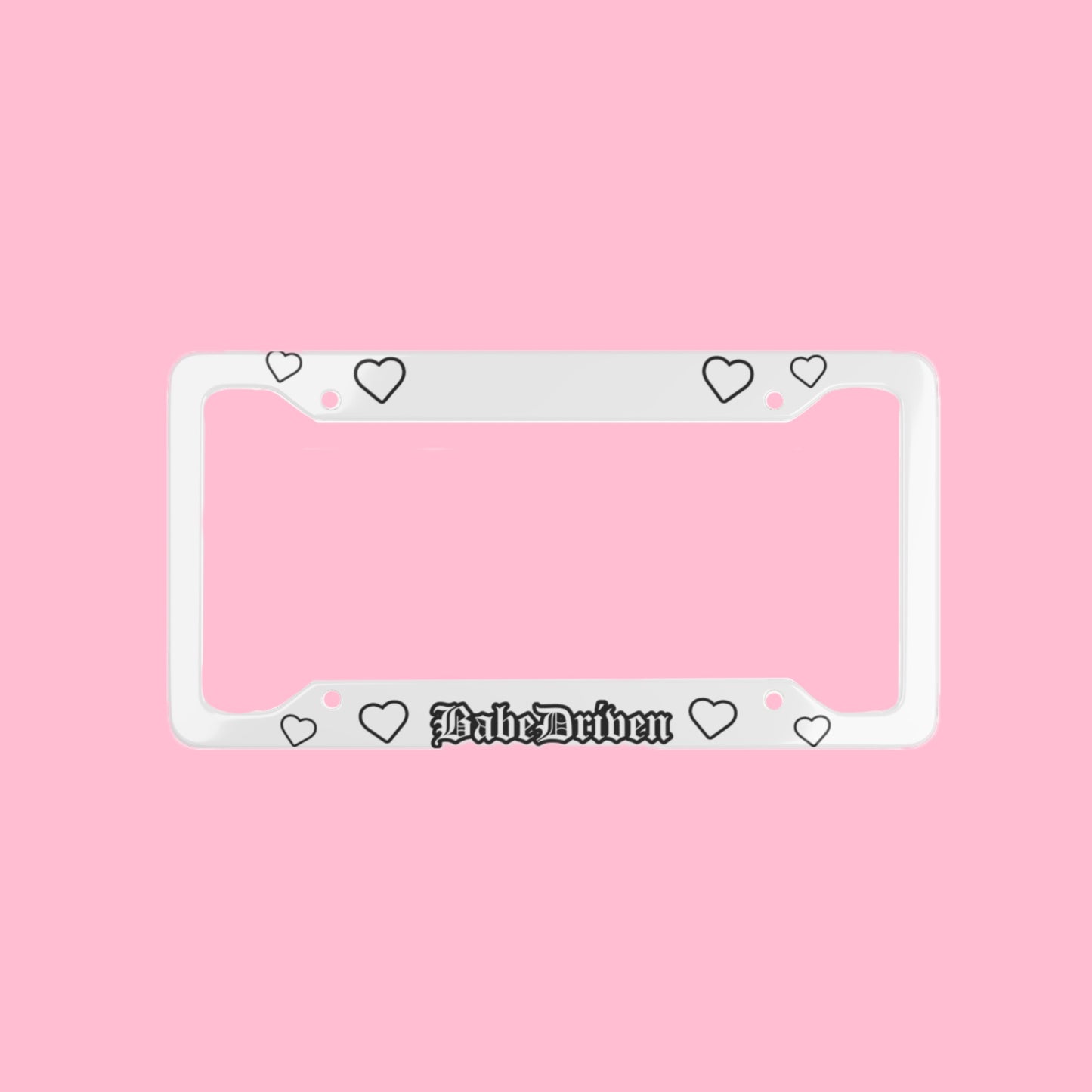 BabeDriven License Plate Frame Cover White and Black