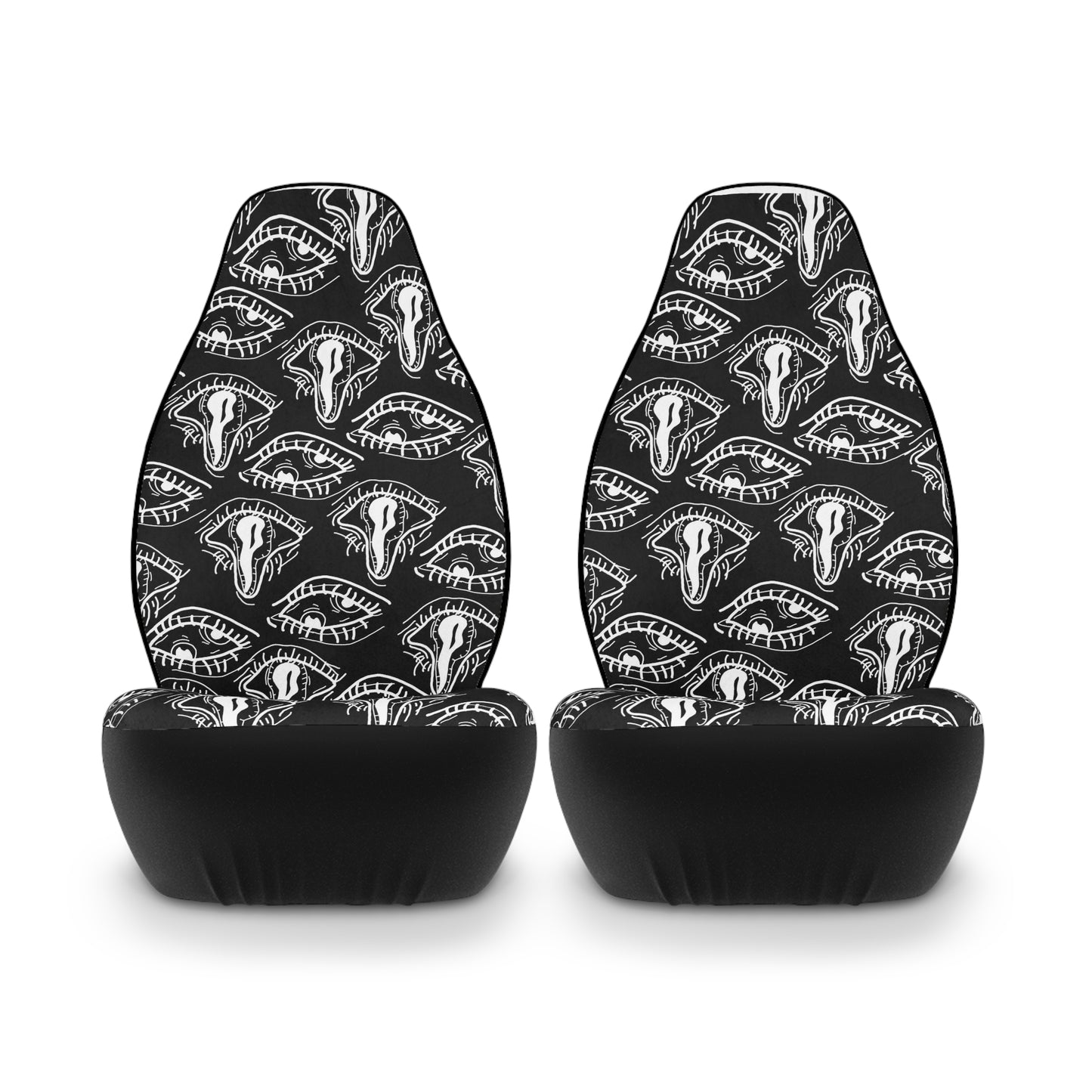 Droopy Eyes Car Seat Covers BabeDriven Trippy Black Polyester Vehicle Interior Accessories