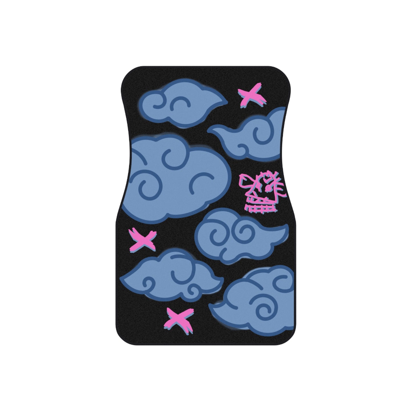Anime Clouds Car Floor Mats Set of 4 Blue And Pink Graffiti Vehicle Carpet BabeDriven