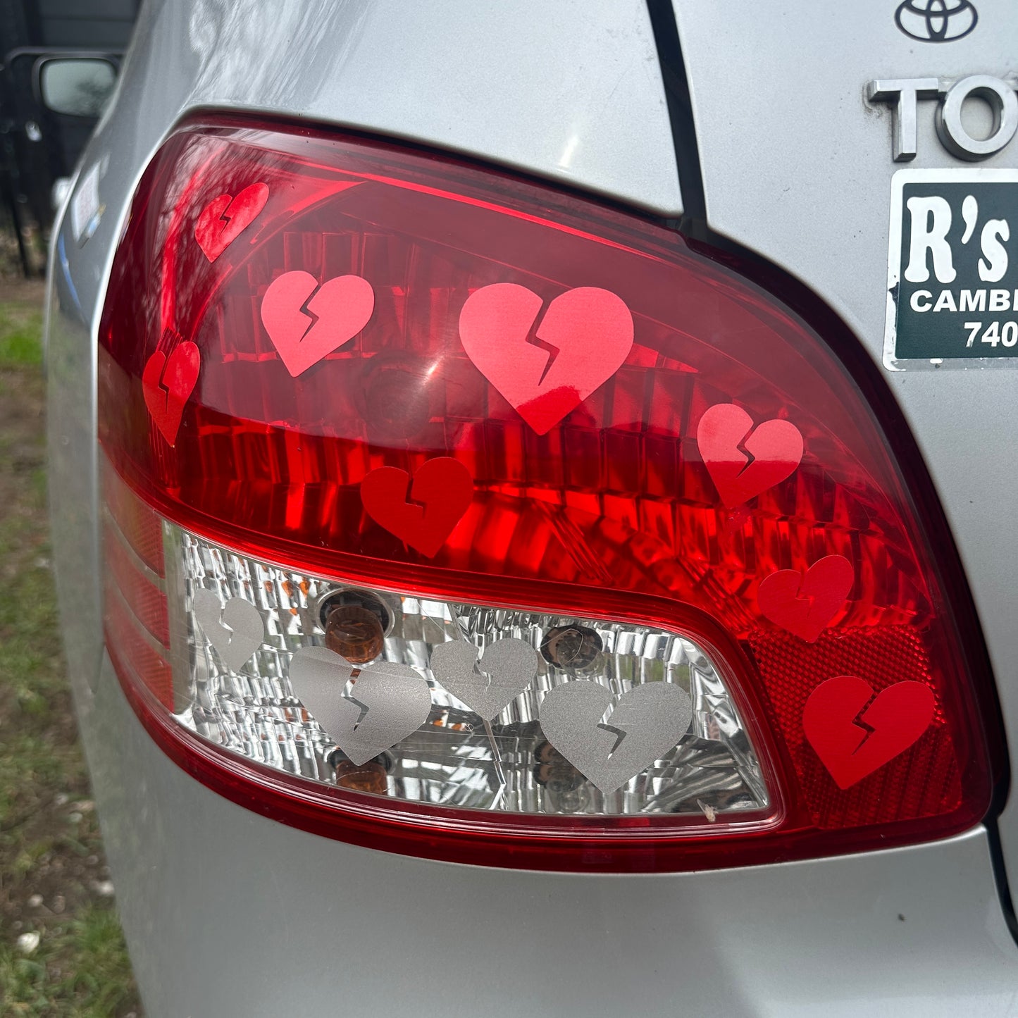 18 Assorted Broken Hearts Headlight Taillight Decals