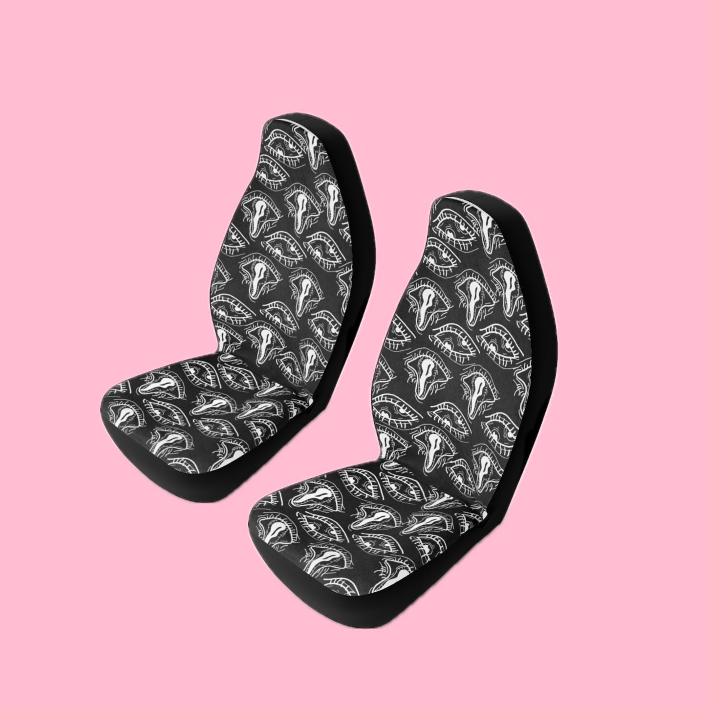 Droopy Eyes Car Seat Covers BabeDriven Trippy Black Polyester Vehicle Interior Accessories