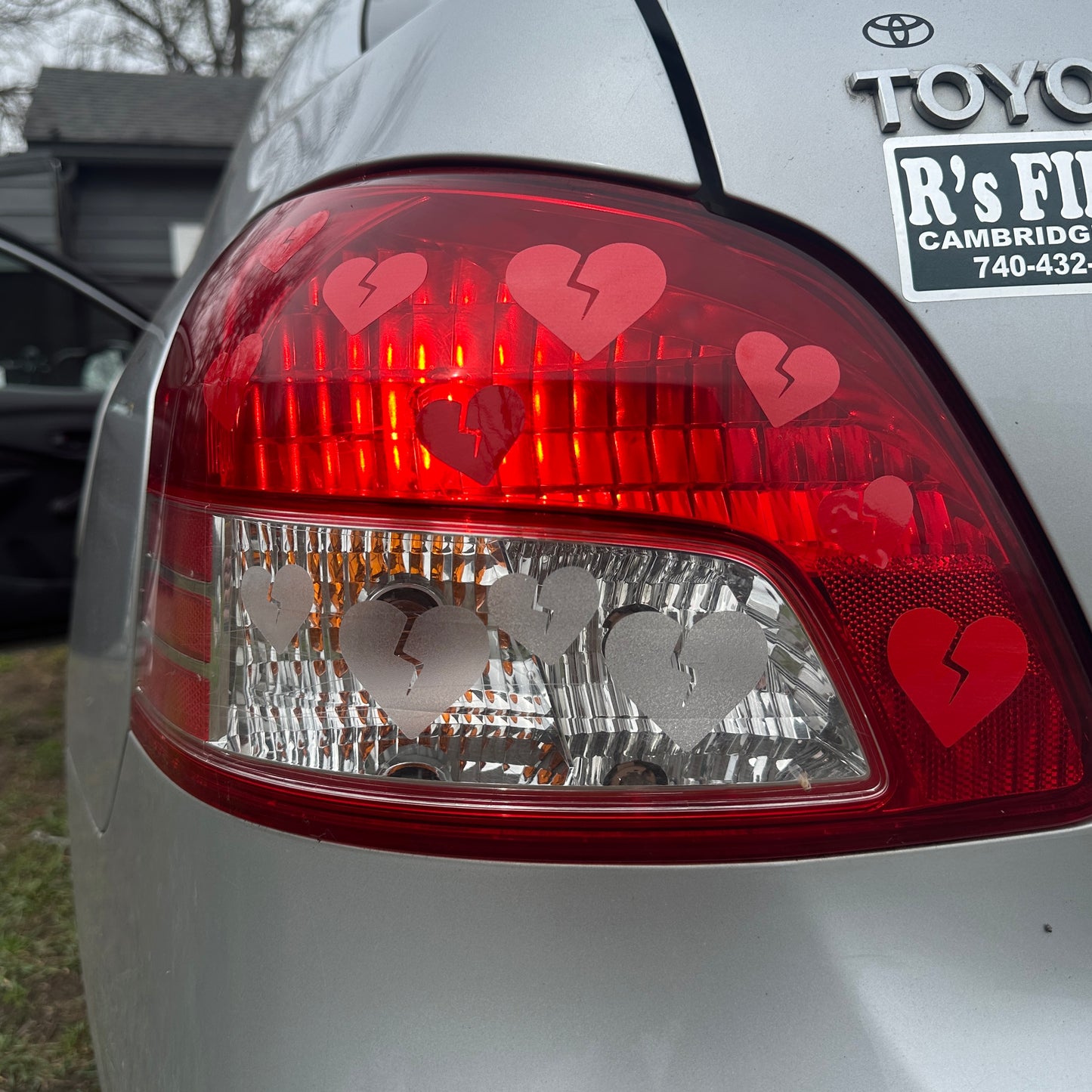 18 Assorted Broken Hearts Headlight Taillight Decals