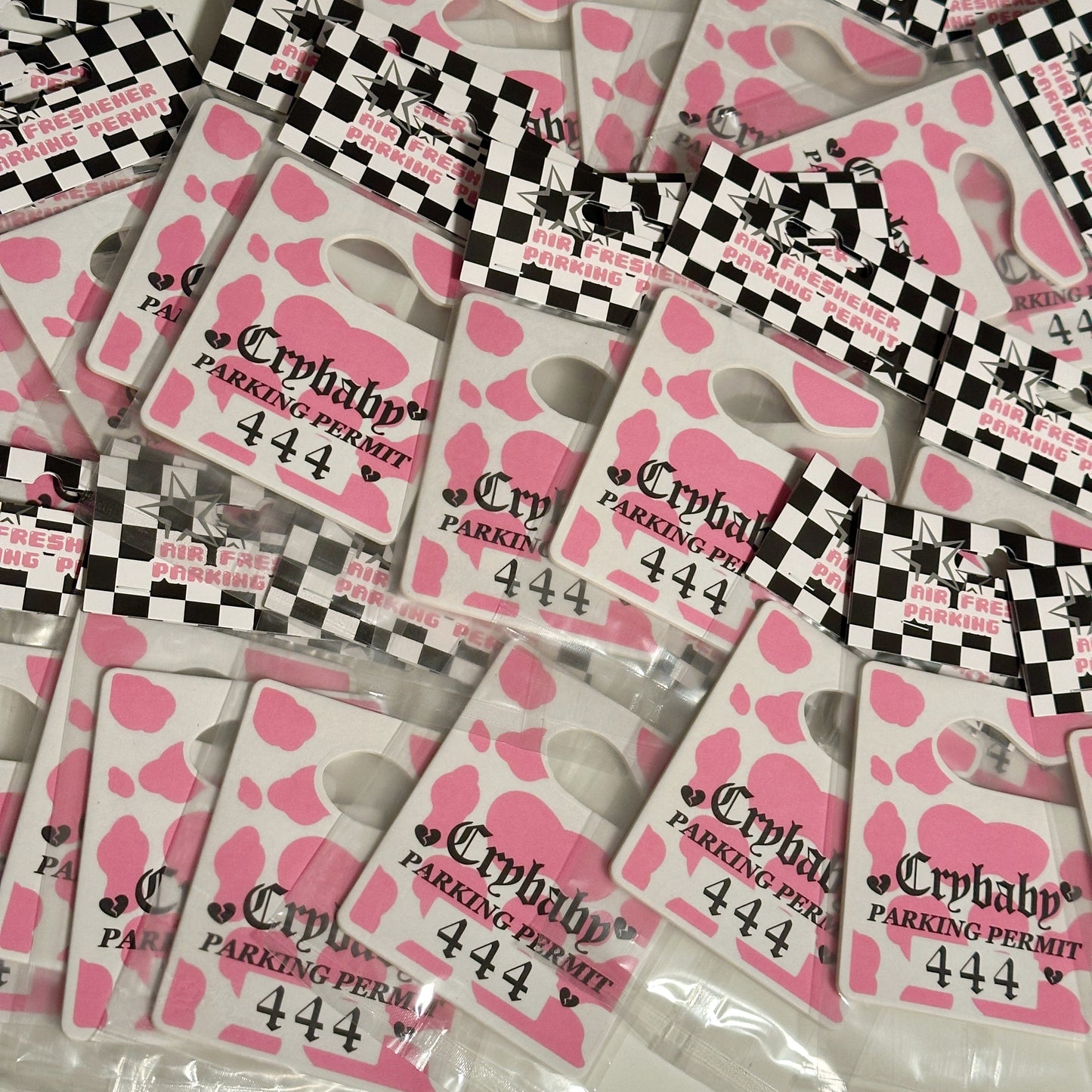 Crybaby 444 Parking Permit Air Freshener - Pink Strawberry Cow