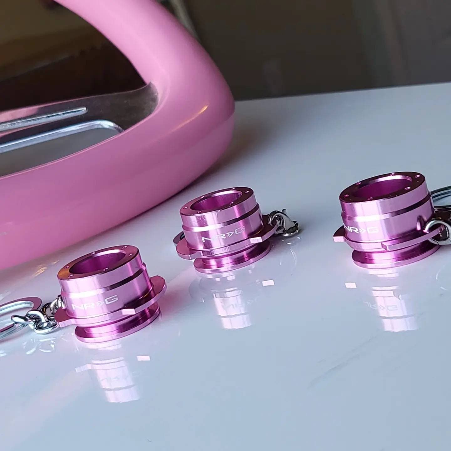 Pink Metallic Quick Release Keychain