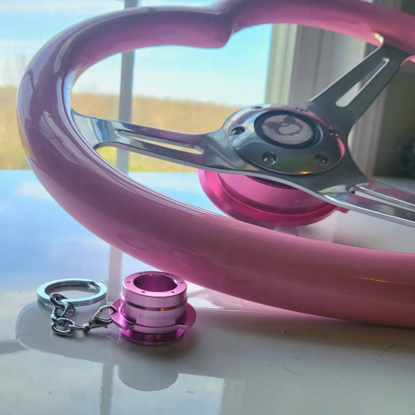 Pink Metallic Quick Release Keychain