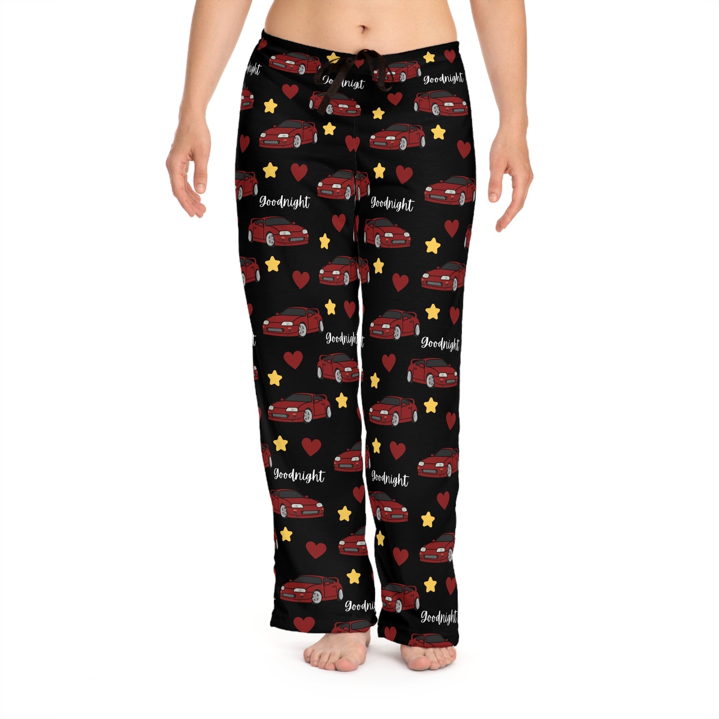 Mk4 Goodnight Red Toyota Supra Pj Stars Hearts Car Printed Pants BabeDriven Women's Pajama Pants