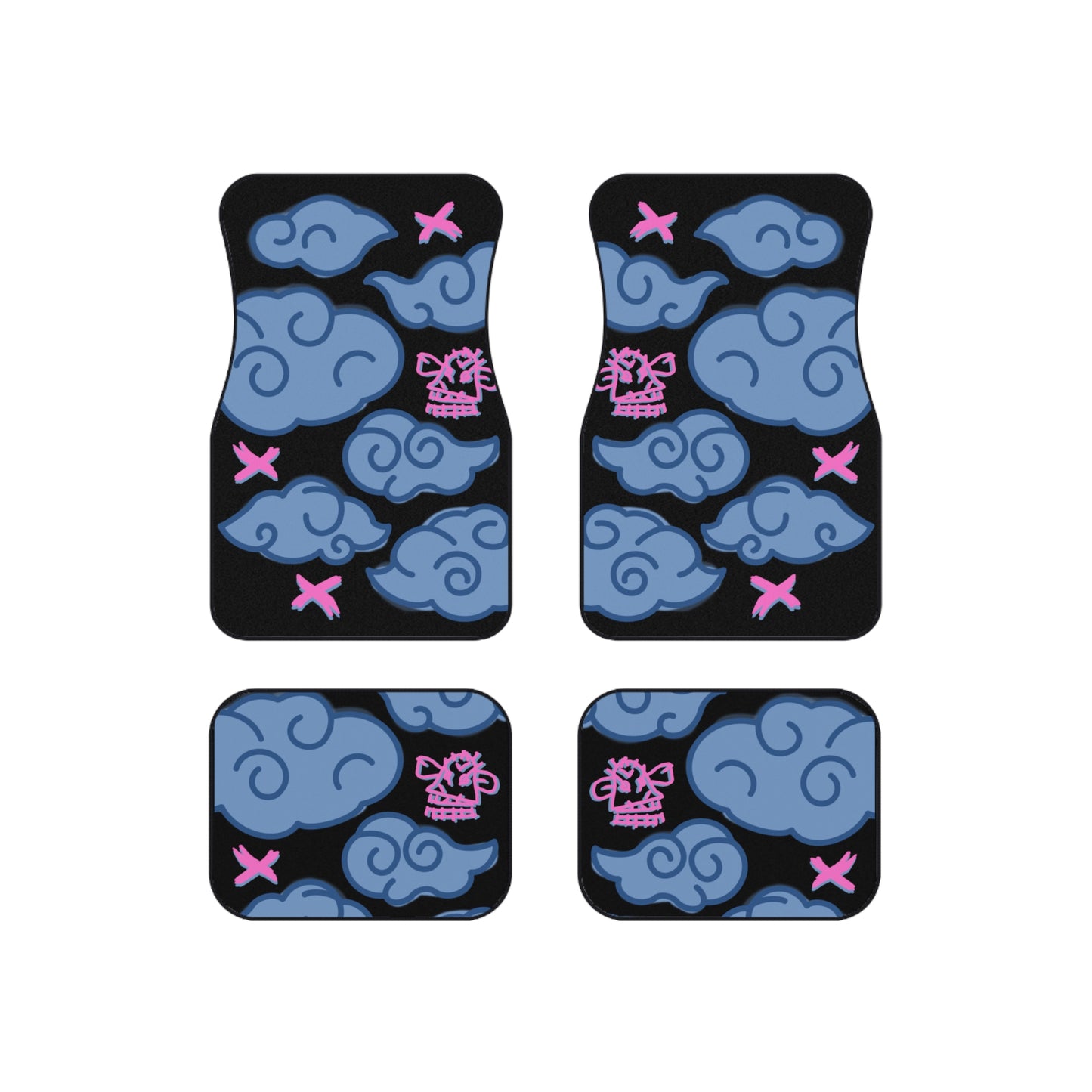 Anime Clouds Car Floor Mats Set of 4 Blue And Pink Graffiti Vehicle Carpet BabeDriven