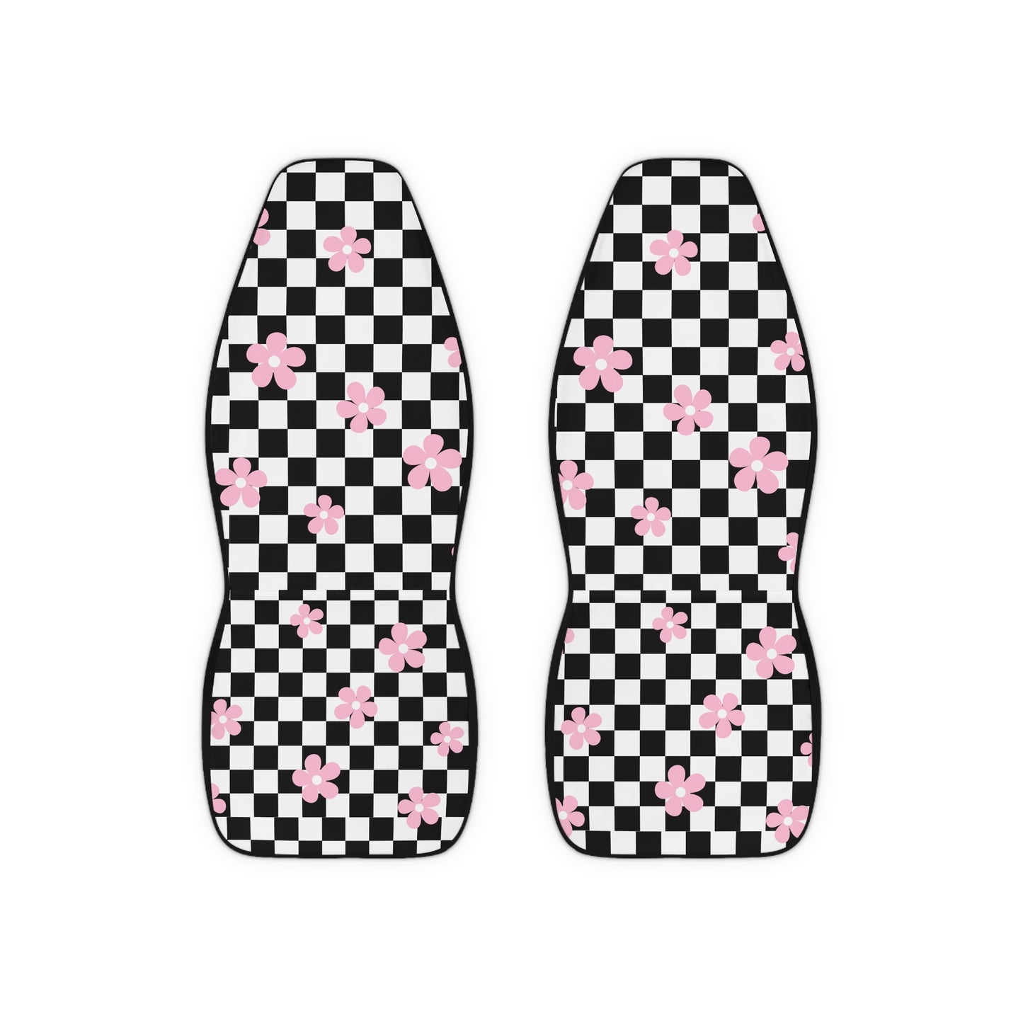 Daisy Checkered Board Car Seat Covers BabeDriven Polyester Pink Vehicle Interior Accessories