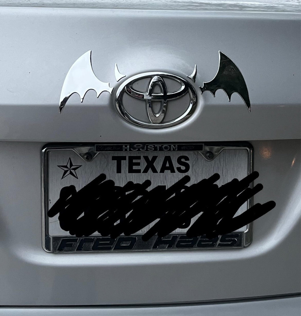 Chrome Bat & Horns Emblem Sticker