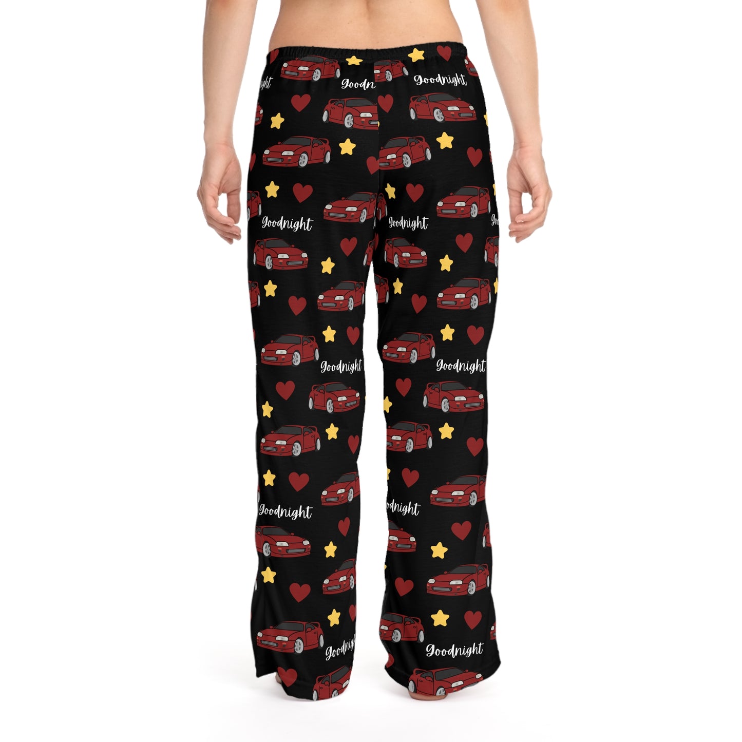Mk4 Goodnight Red Toyota Supra Pj Stars Hearts Car Printed Pants BabeDriven Women's Pajama Pants
