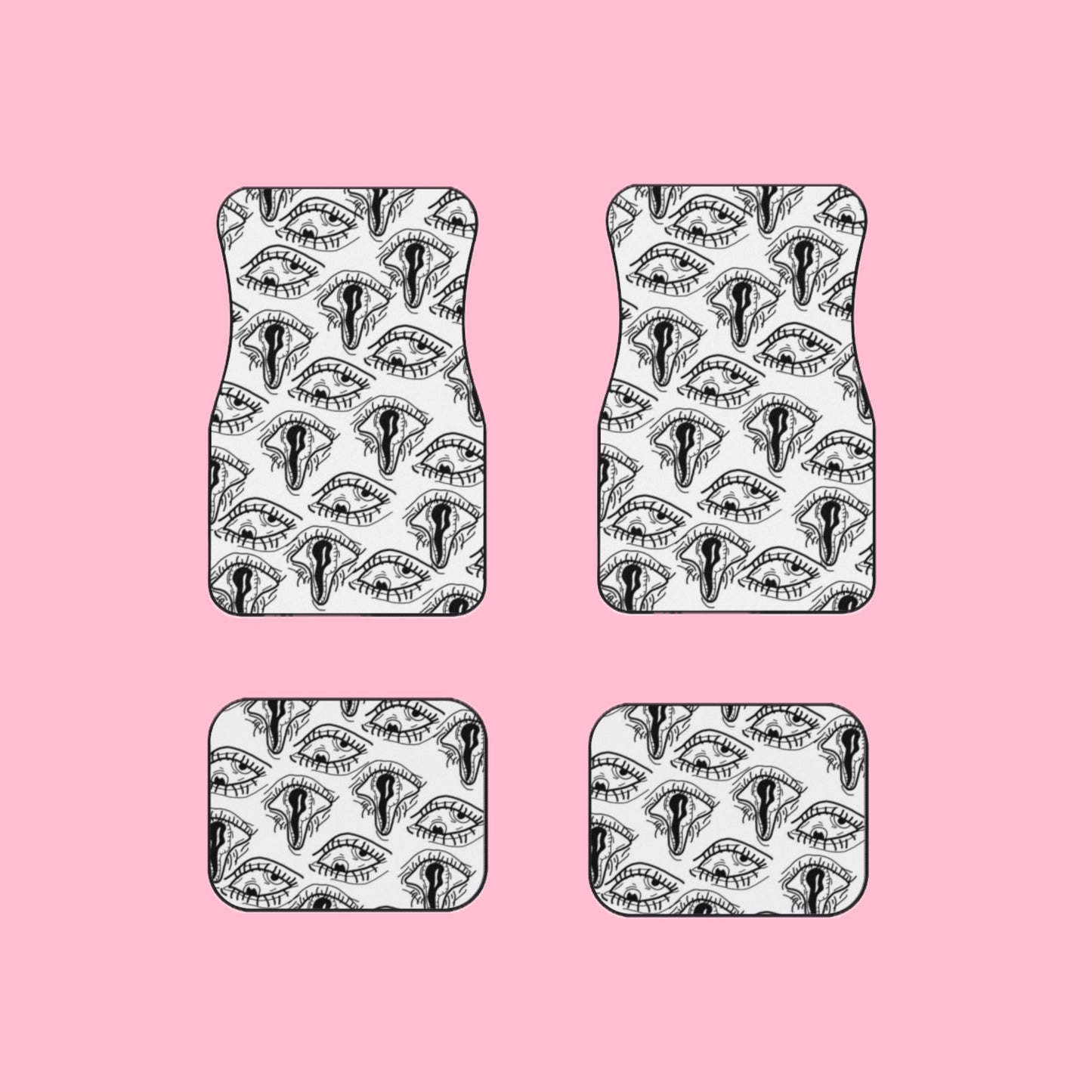 Droopy Eyes Car Mats Set of 4 BabeDriven Trippy White Floor Mats Vehicle Accessories