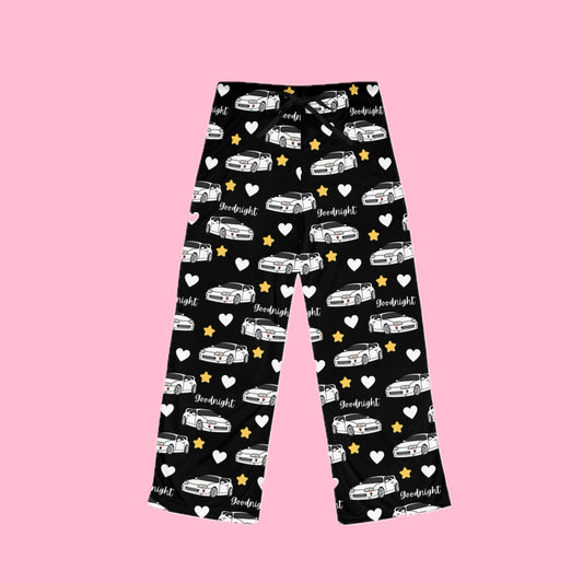 Mk4 Goodnight White Toyota Supra Pj Stars Hearts Car Printed Pants BabeDriven Women's Pajama Pants