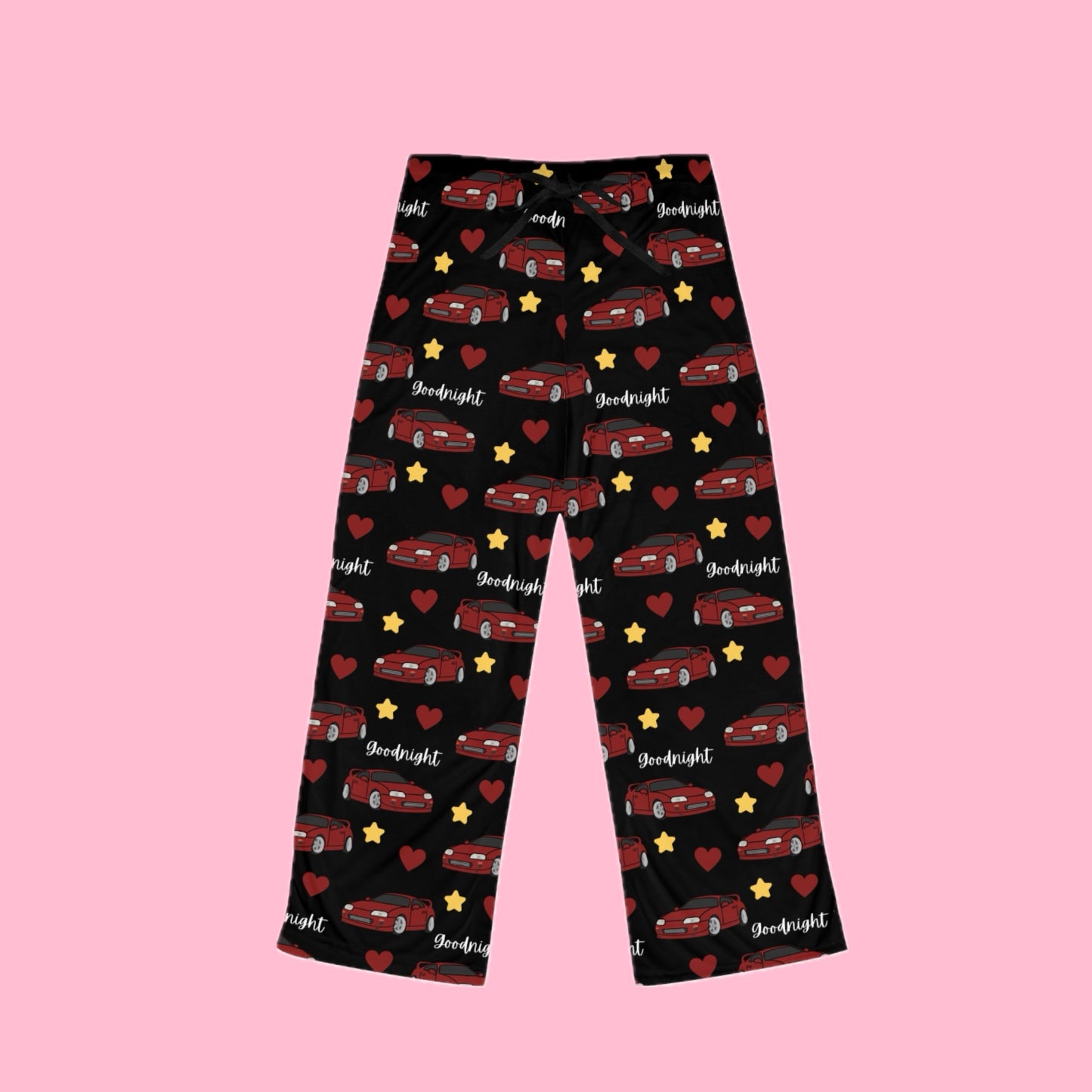 Mk4 Goodnight Red Toyota Supra Pj Stars Hearts Car Printed Pants BabeDriven Women's Pajama Pants
