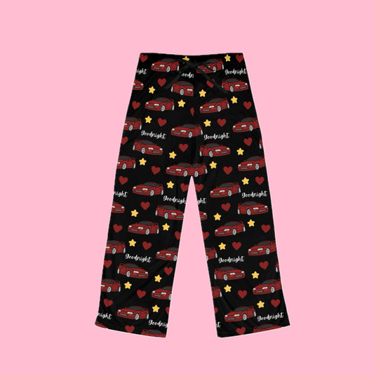 Mk4 Goodnight Red Toyota Supra Pj Stars Hearts Car Printed Pants BabeDriven Women's Pajama Pants