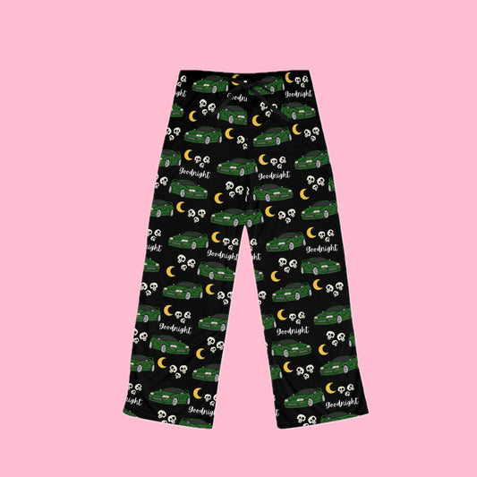 Goodnight Green Toyota Supra Mk4 Pj Skull Moon Printed Pants BabeDriven Women's Pajama Pants