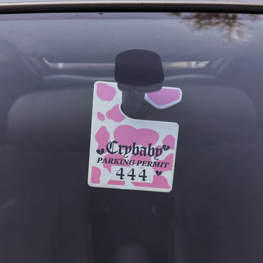 Crybaby 444 Parking Permit Air Freshener - Pink Strawberry Cow