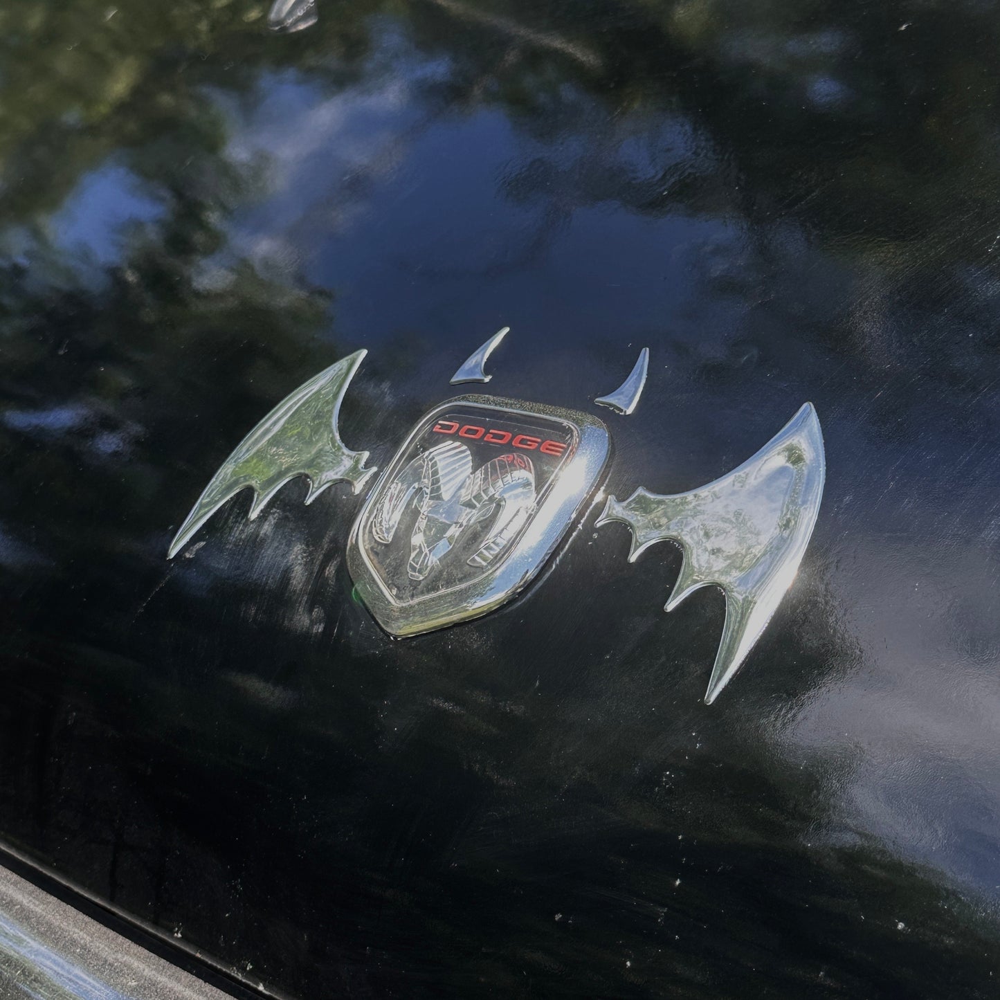 Chrome Bat & Horns Emblem Sticker