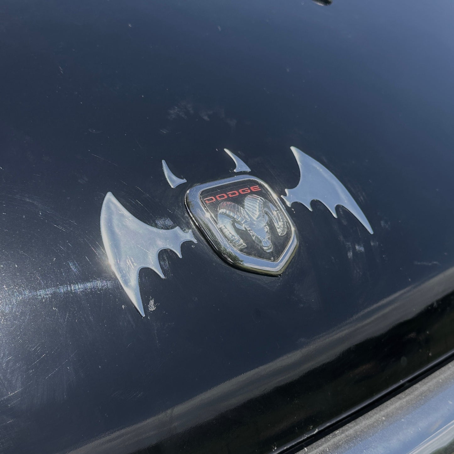 Chrome Bat & Horns Emblem Sticker